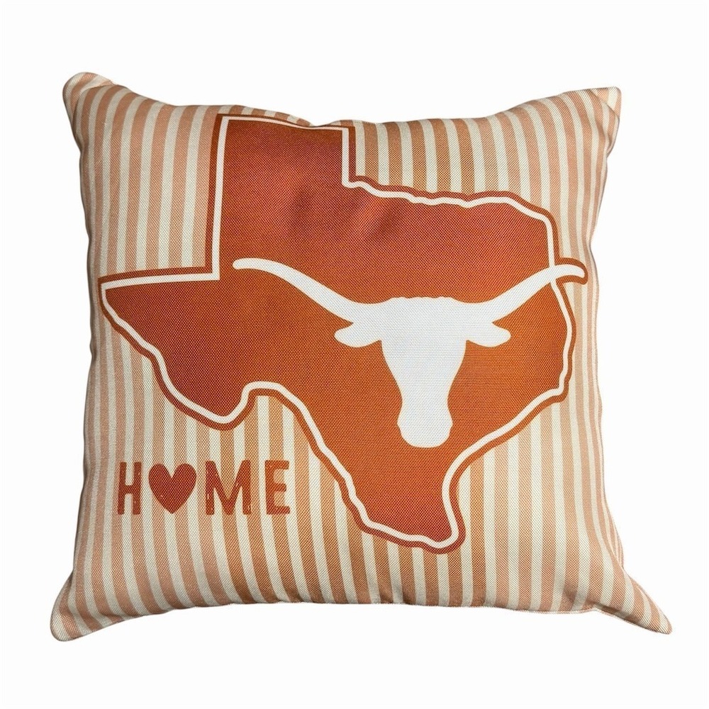 Texas Longhorns Home State Outline‎ Logo Striped Decorative Throw Pillow
